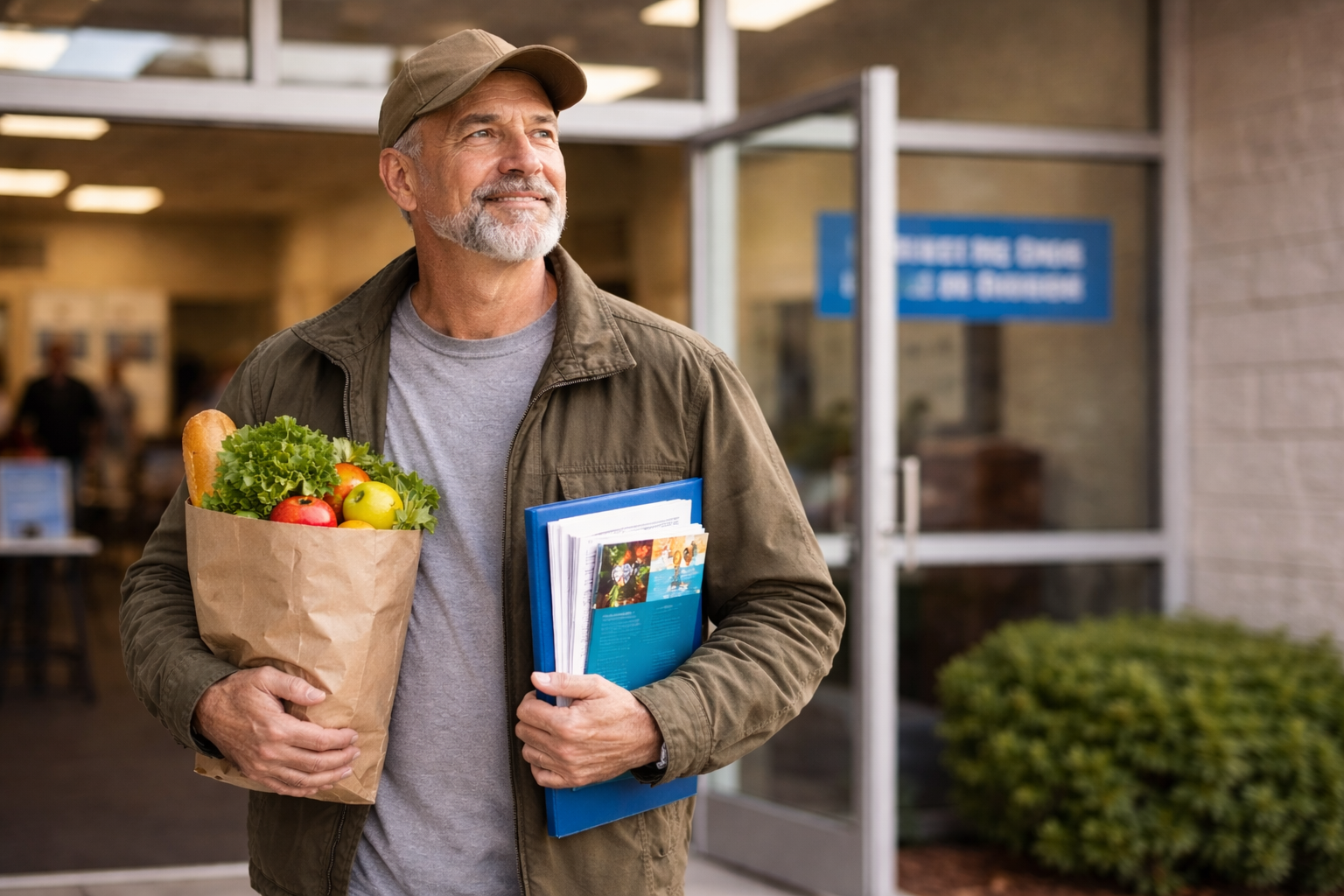 Veteran outside building